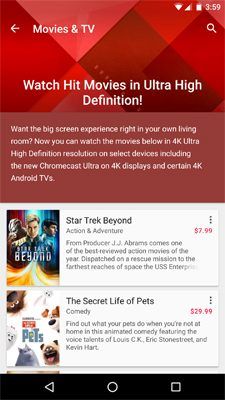 Google Play ajoute des films Ultra HD