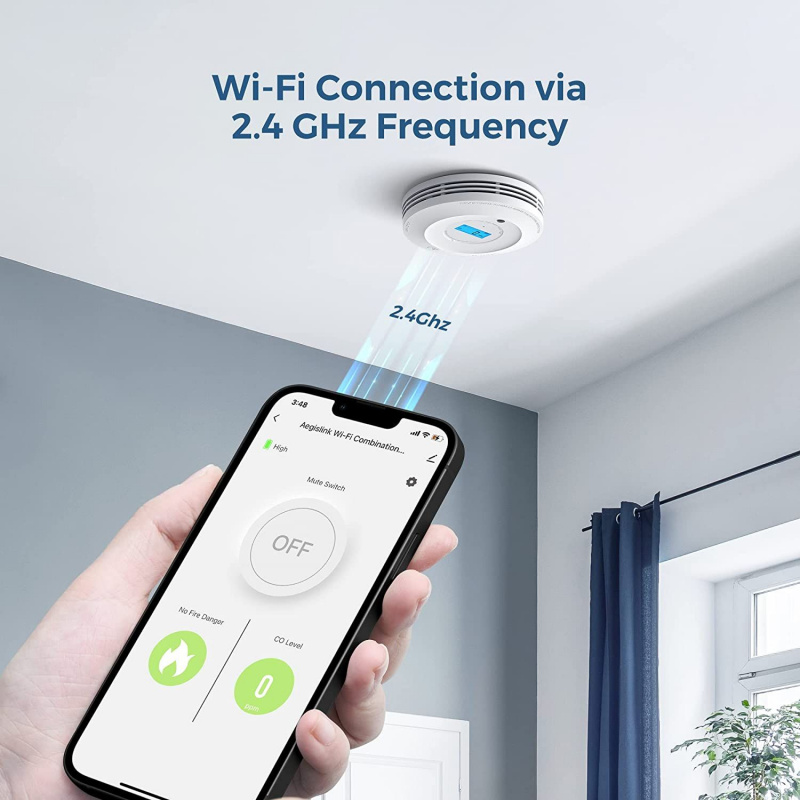   AEGISLINK Wi-Fi Detector de Fumaça e Monóxido de Carbono Wi-Fi