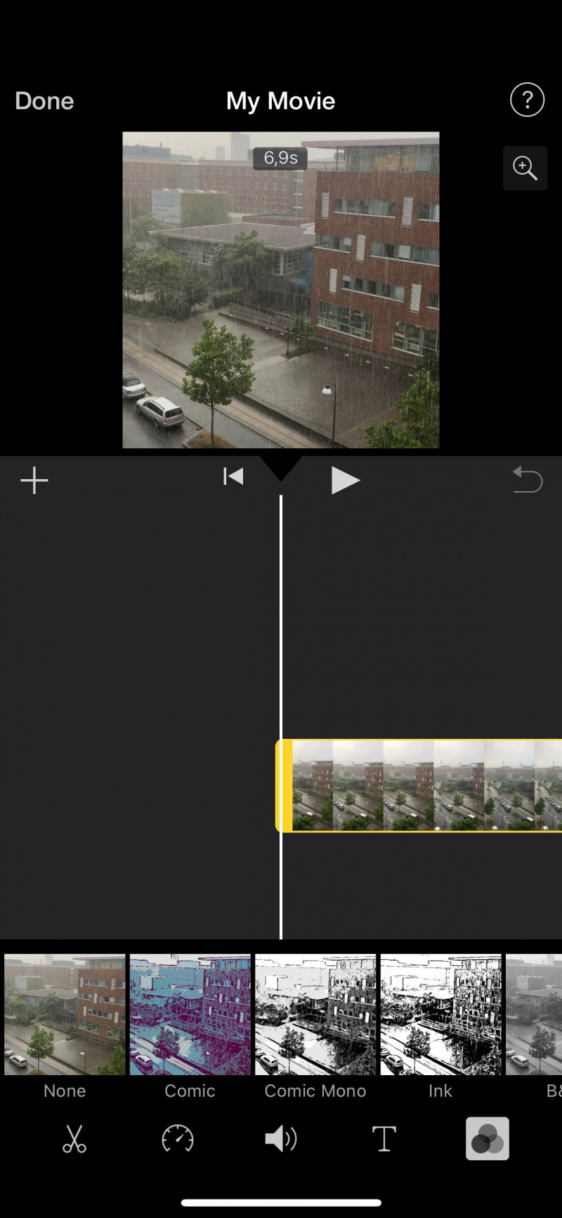   Färgredigering i iMovie Skärmdump