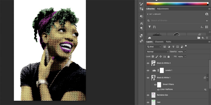   Photoshop poltonski portret z abstraktnimi barvami.