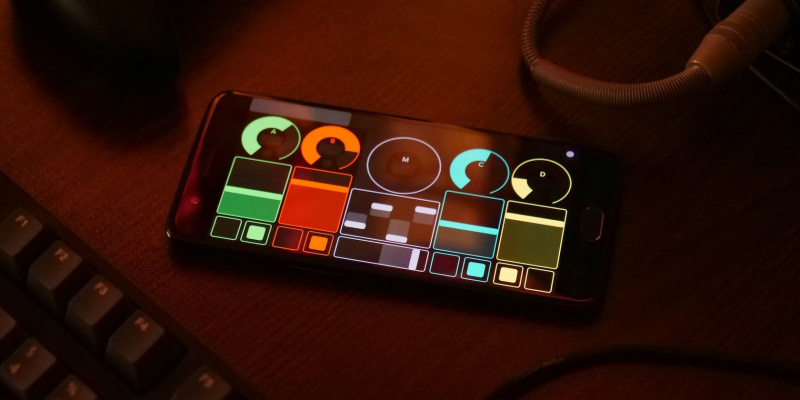   Slika od blizu aplikacije touchOSC v iPhonu.