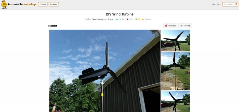   DIY 風力タービン プロジェクト ページのスクリーン グラブ