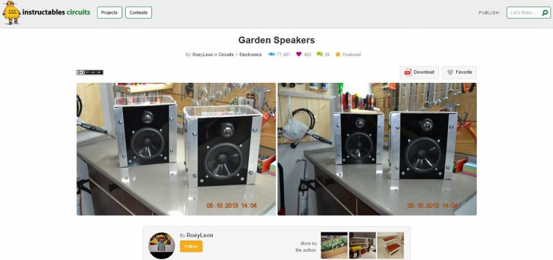   Snimka zaslona stranice projekta DIY vrtnih zvučnika