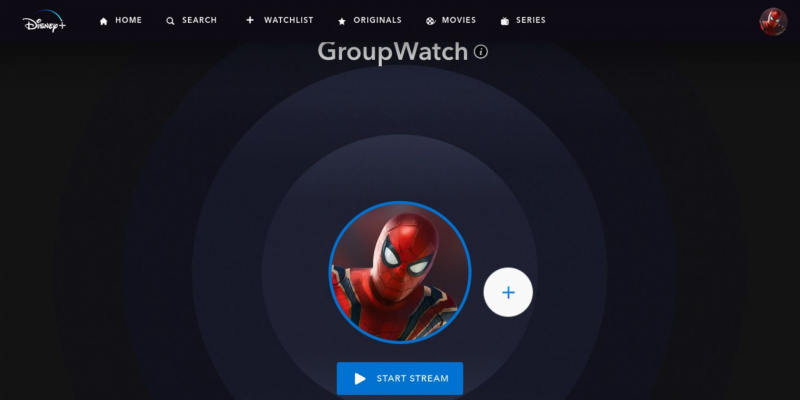   GroupWatch-sidan på Disney Plus-webbappen