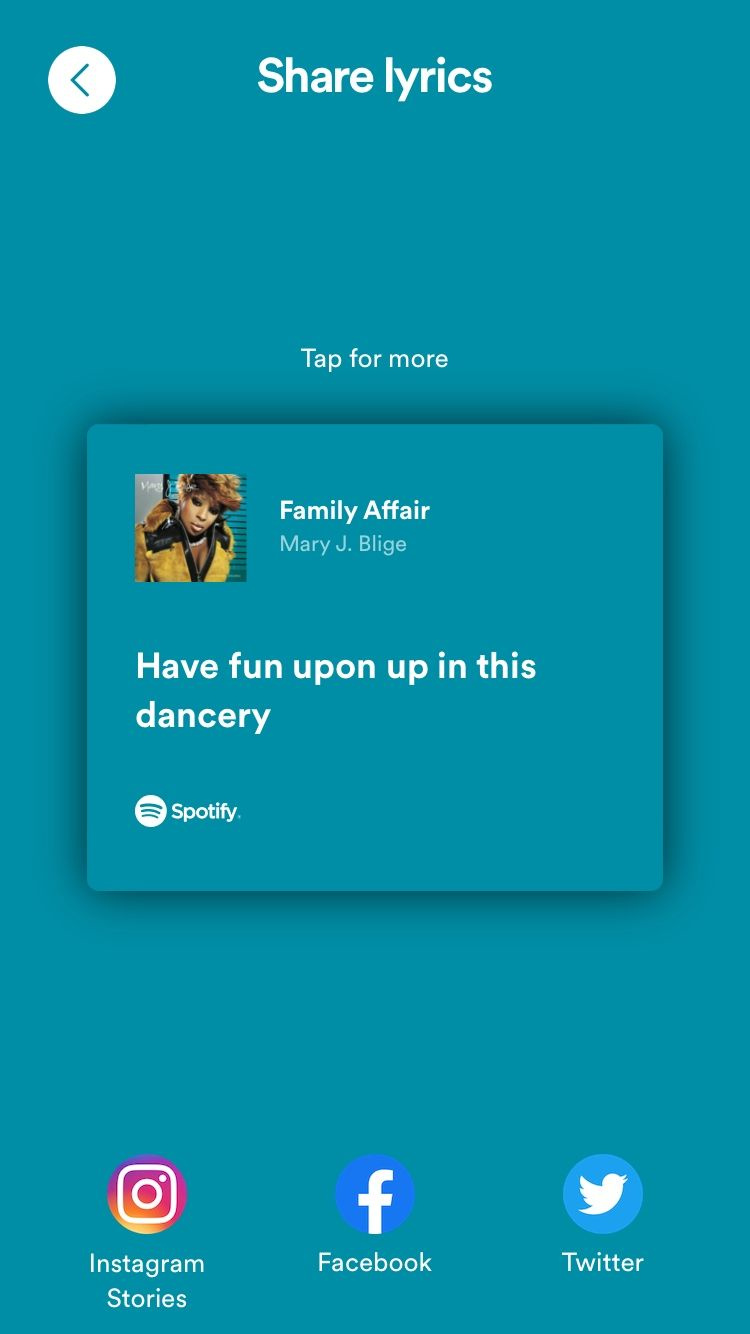   لقطة شاشة تعرض خيارات مشاركة الأغنية على Spotify