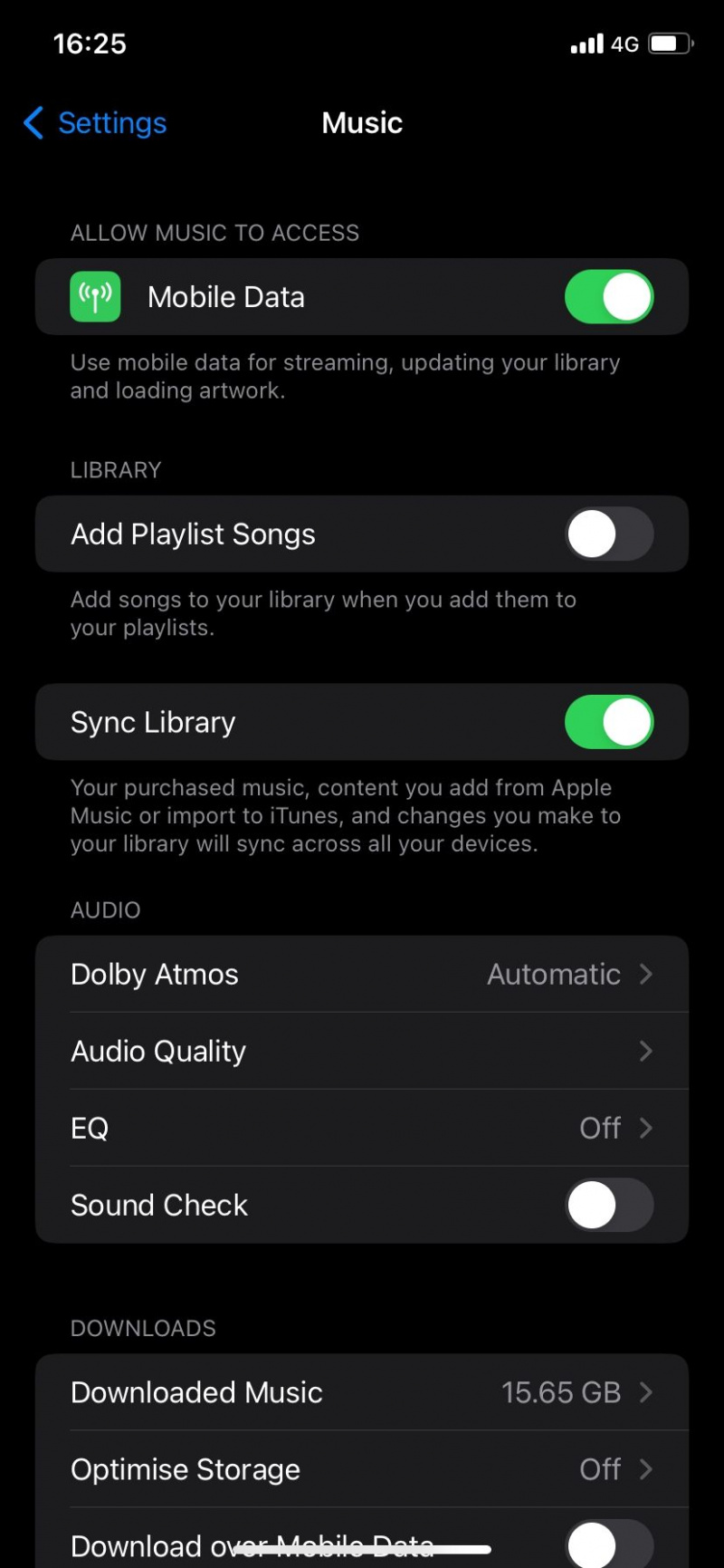Apple Music이 사용하는 데이터의 양을 최소화하는 방법