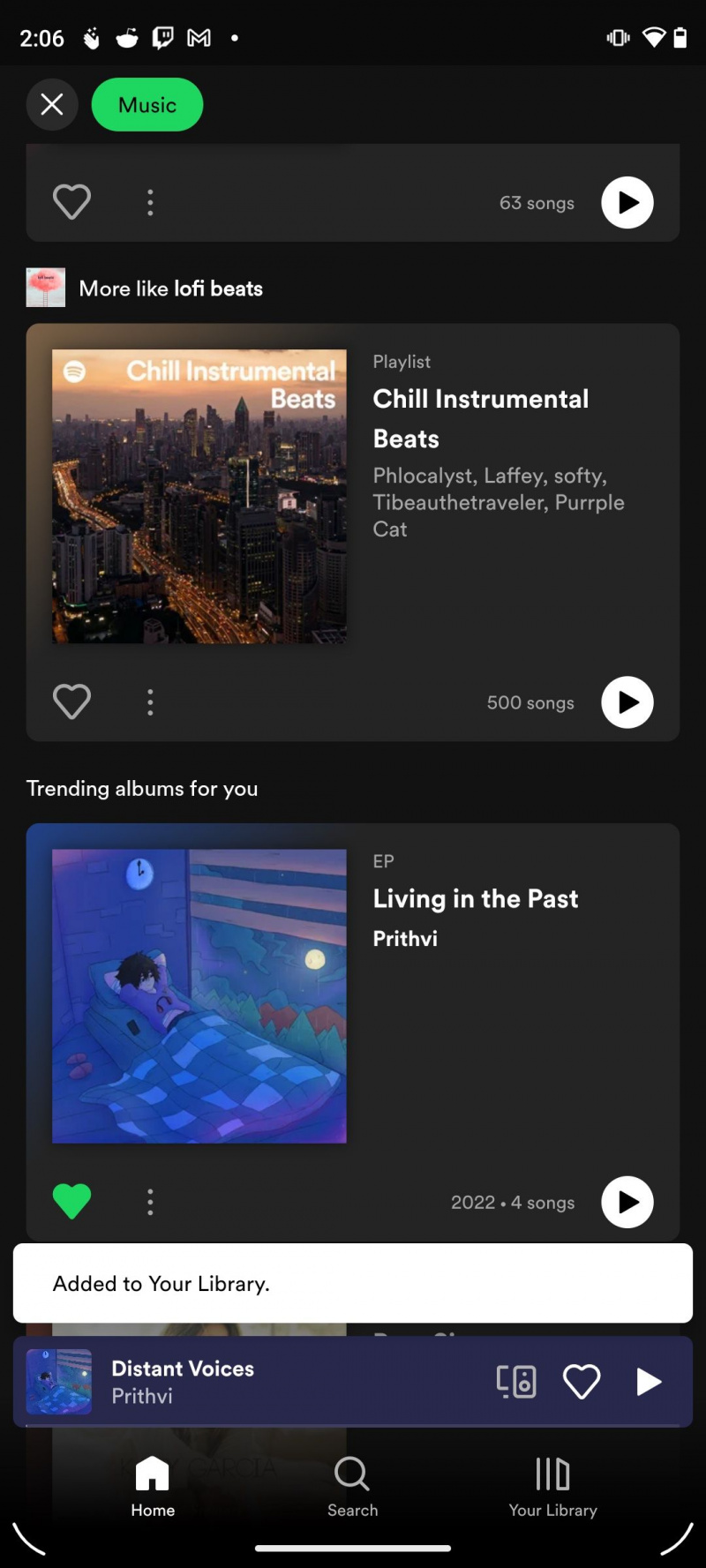   Spotify pievieno dziesmas jūsu bibliotēkai