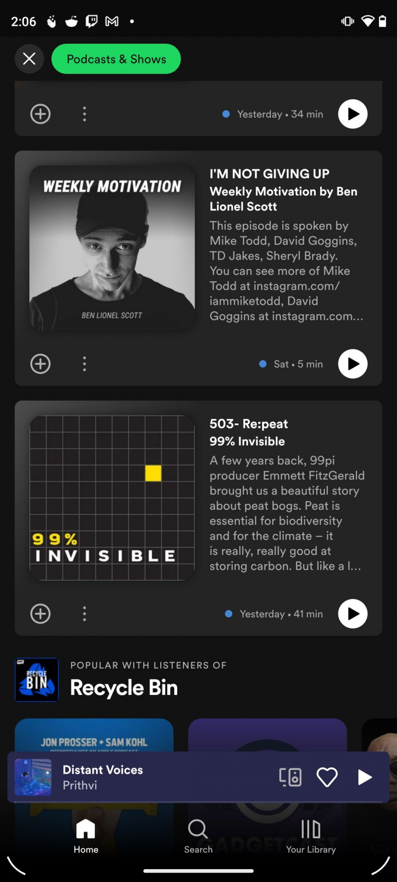   Feed de podcasturi Spotify