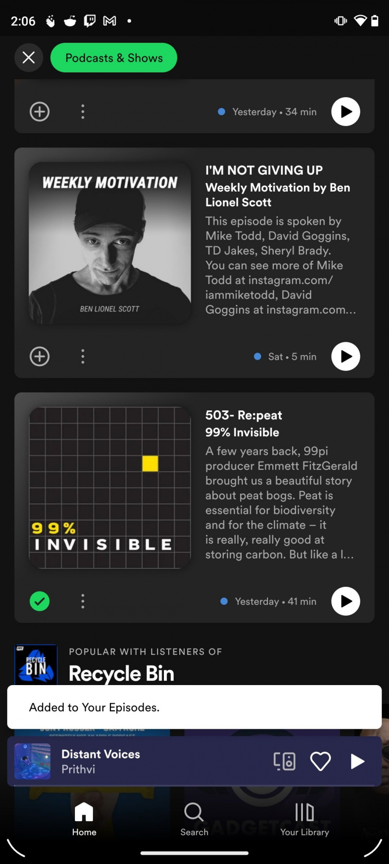   Adăugarea de podcasturi în feedul Spotify Episodes