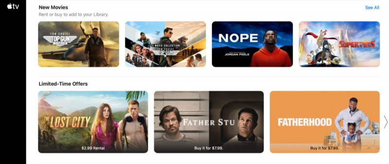   Apple TV uue väljalaskega filmid