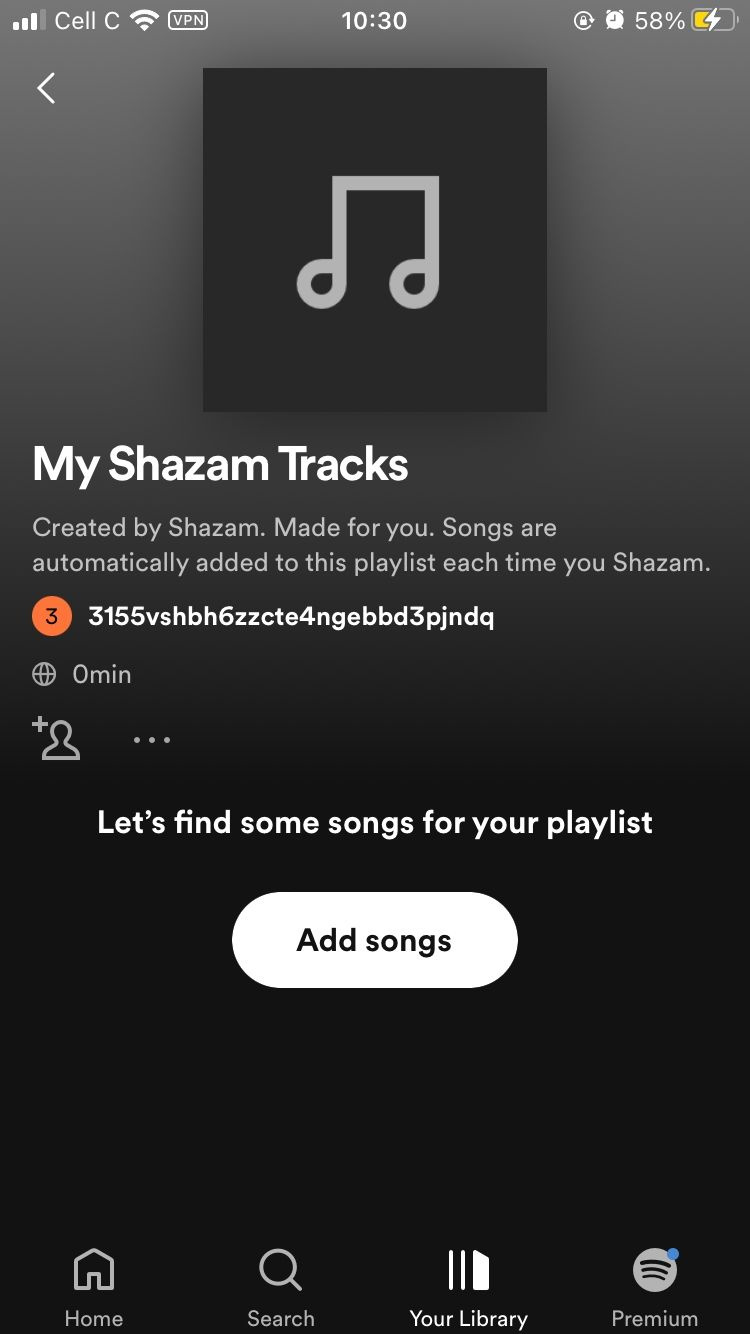   قائمة التشغيل الخاصة بي من مقاطع Shazam على Spotify