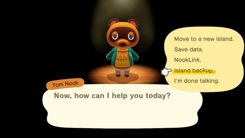   Animal Crossing New Horizons comment sauvegarder les données de sauvegarde de l'île sélectionner la sauvegarde de l'île