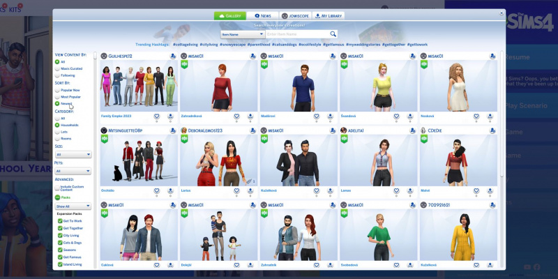   The Sims 4-hushåll i galleriet