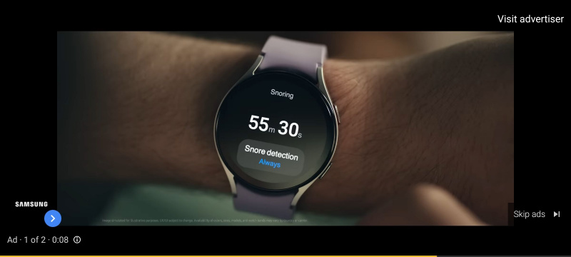   En skärmdump av en helskärmsannons från Samsung