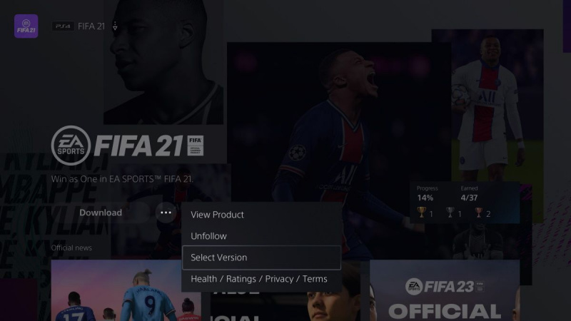   Captură de ecran a lui Fifa 21 în PS Store