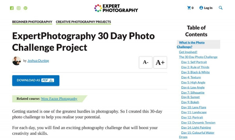   Photographie experte's 30-day photo challenge project is the best way for beginners to hone photography skills and learn something new every day