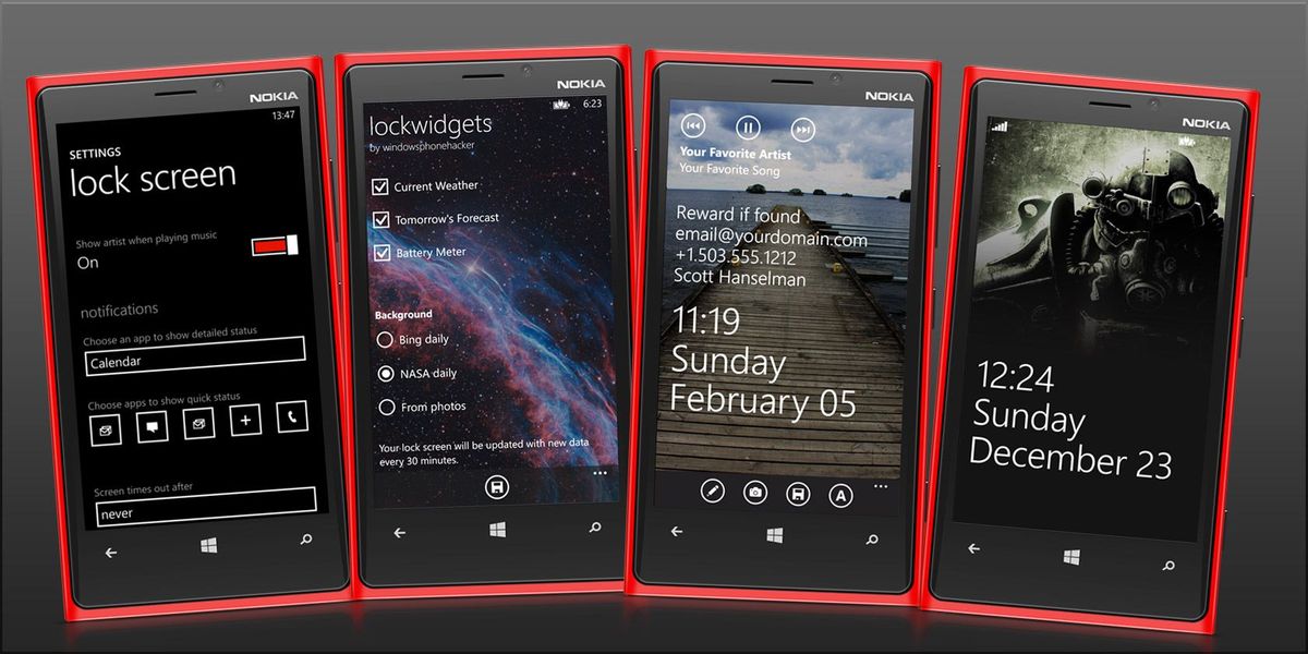 Opcions de pantalla de bloqueig del Windows Phone 8: calendari, correu electrònic i temps