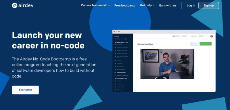   Airdev's No-Code Bootcamp is the best free online course to learn Bubble, along with the Canvas framework to make Bubble easier