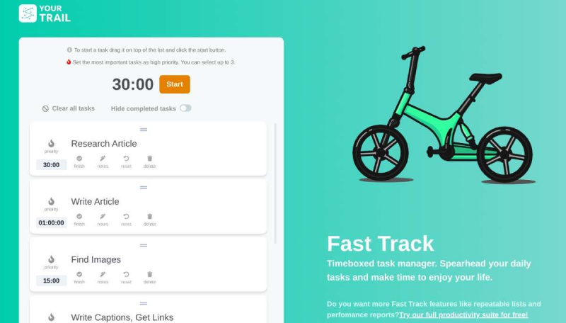   Fast Track vam omogoča ustvarjanje časovno omejenih nalog in shranjevanje predlog za ponavljajoče se projekte