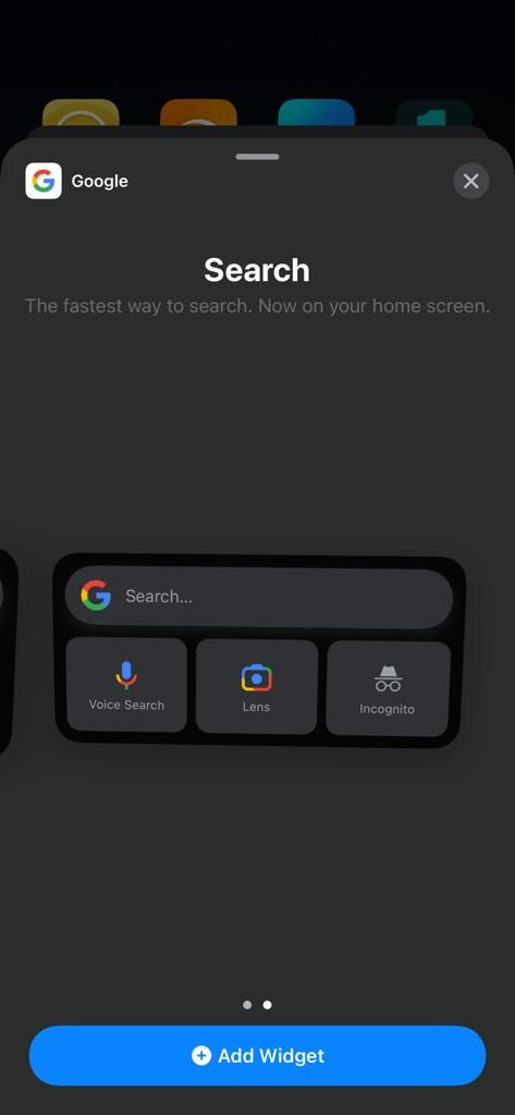   لقطة شاشة توضح كيفية اختيار حجم أداة Google