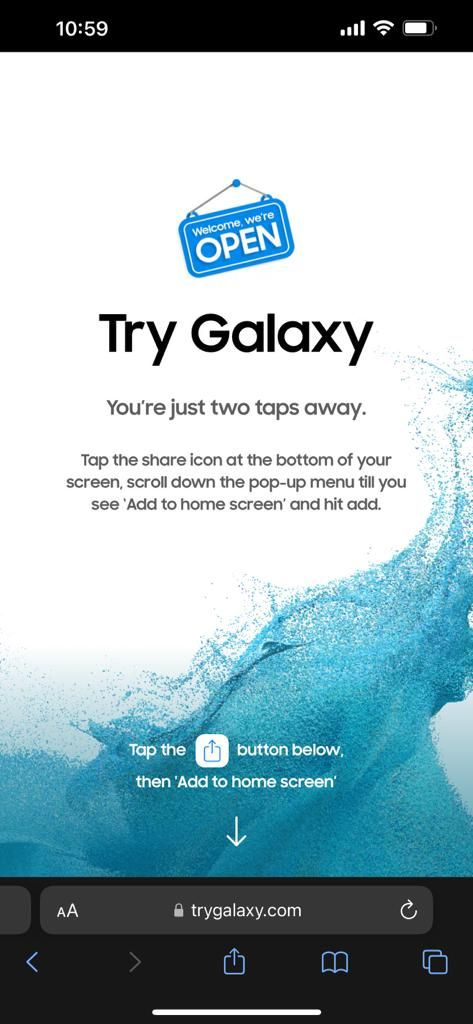   لقطة شاشة لموقع Try Galaxy على iPhone