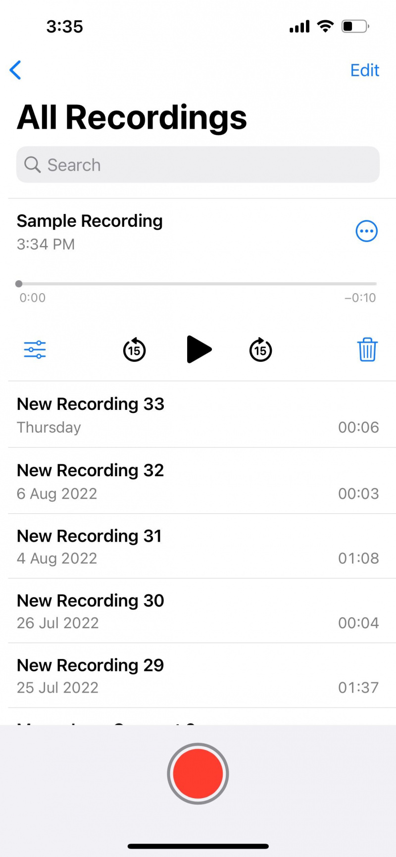  المزيد من الخيارات للتسجيل الصوتي في تطبيق المذكرات الصوتية على iphone