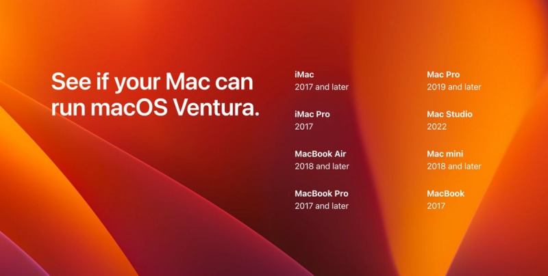   قائمة بجميع أجهزة Mac المتوافقة مع macOS ventura