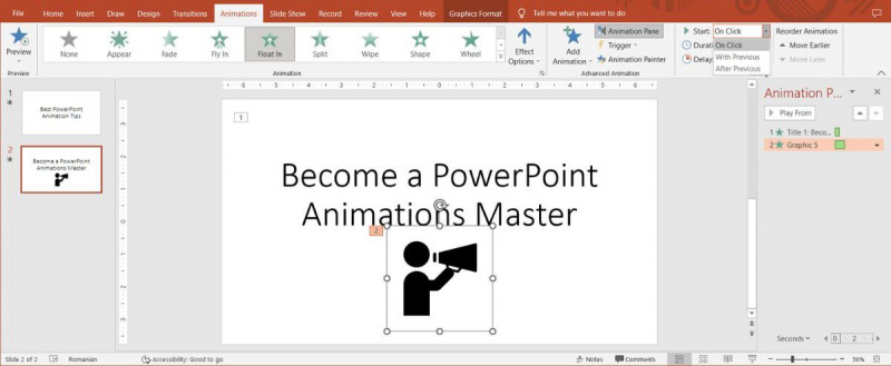   PowerPoint animācijas iestatījumi