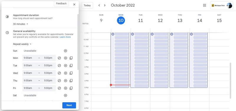   Configuració general a Google Calendar