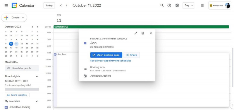   Gửi liên kết đến Biểu mẫu cuộc hẹn của Google