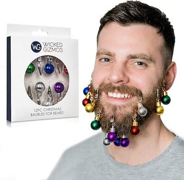 WICKED GIZMOS 12 mini enfeites coloridos de decoração de cabelo e barba de Natal