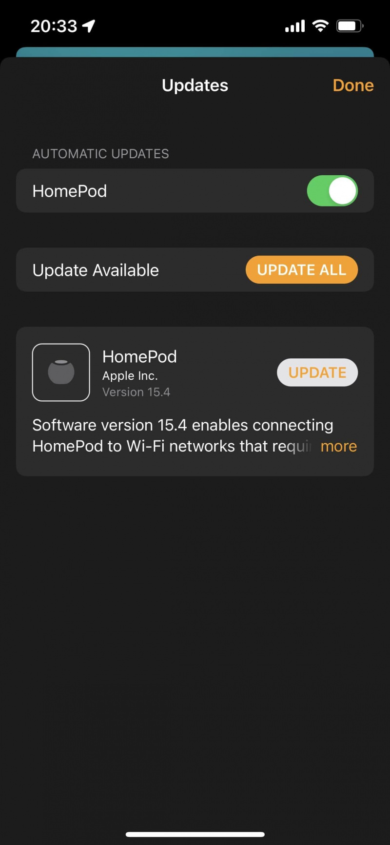   HomePod mini 업데이트 화면