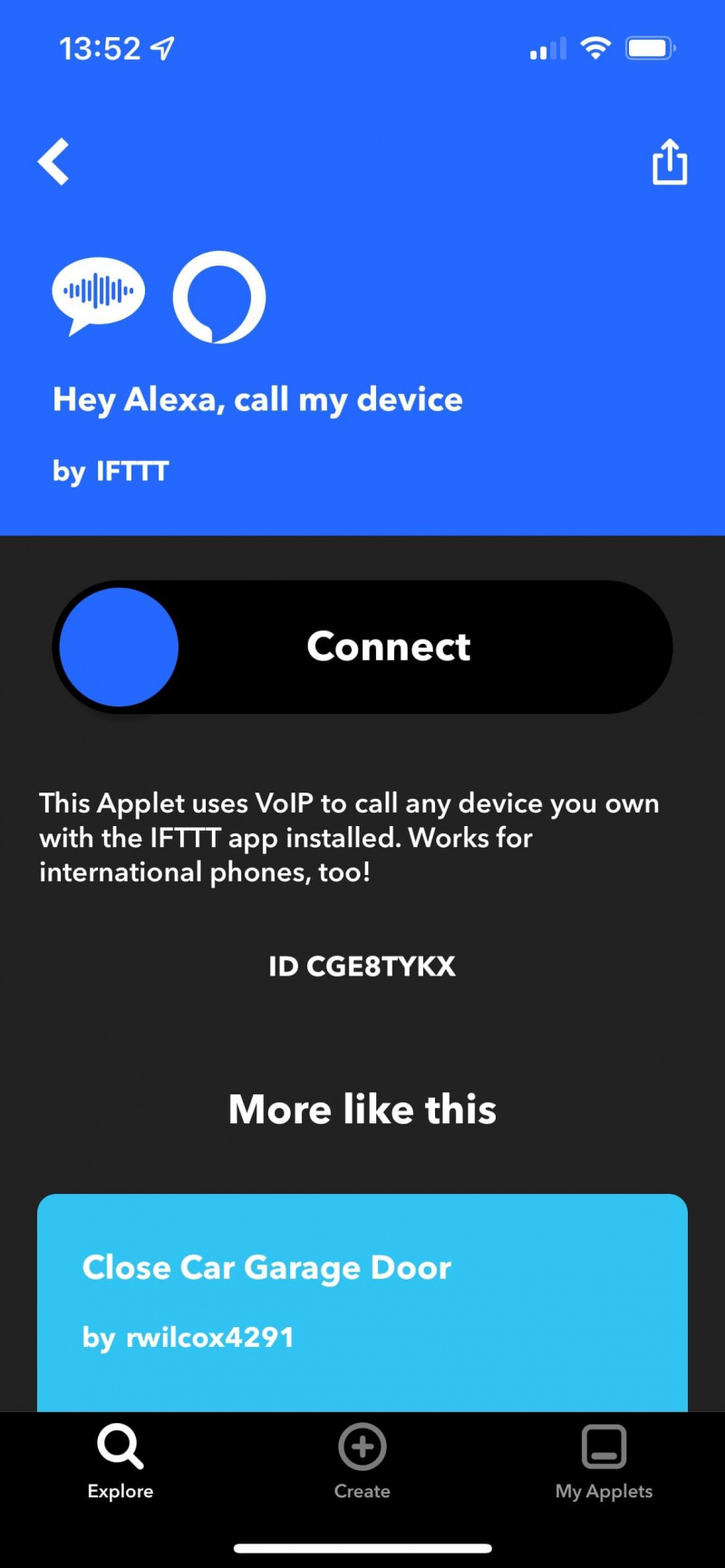   Alexa와 연결되는 IFTTT 애플릿