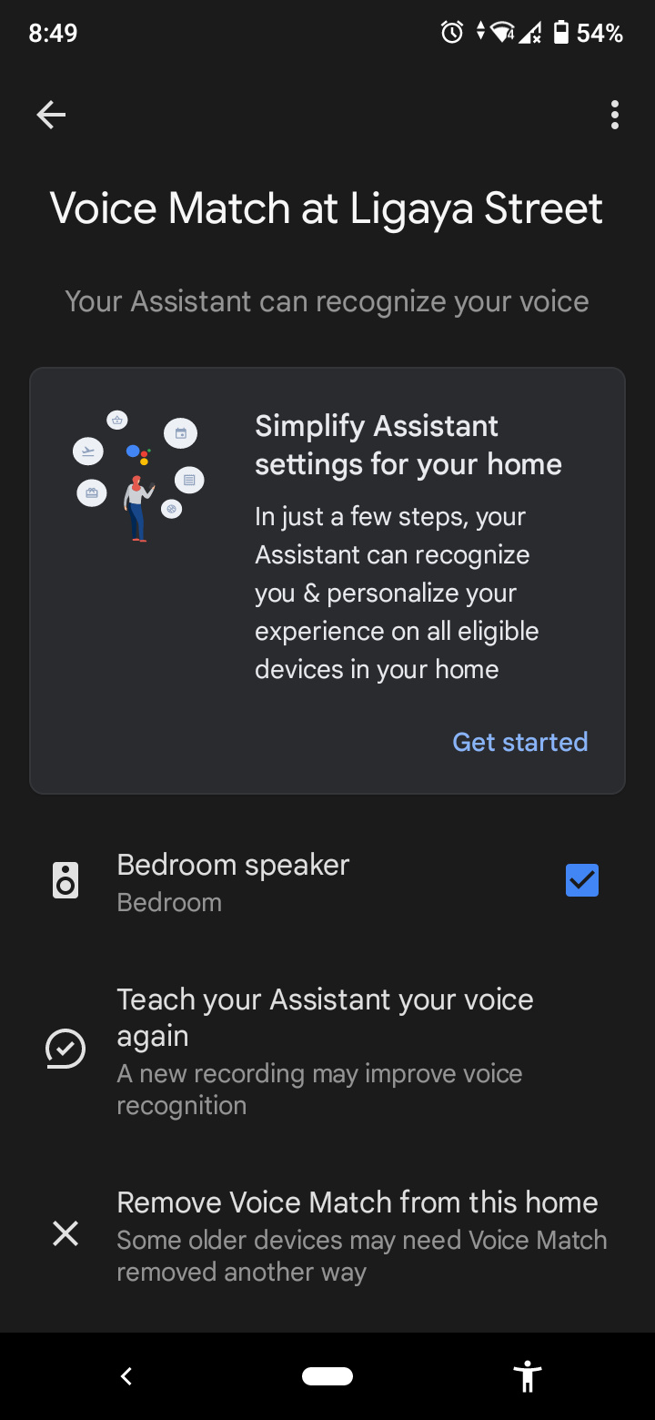  إعدادات مطابقة الصوت في تطبيق google home