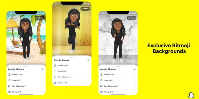   skärmdump av snapchat's exclusive bitmoji backgrounds