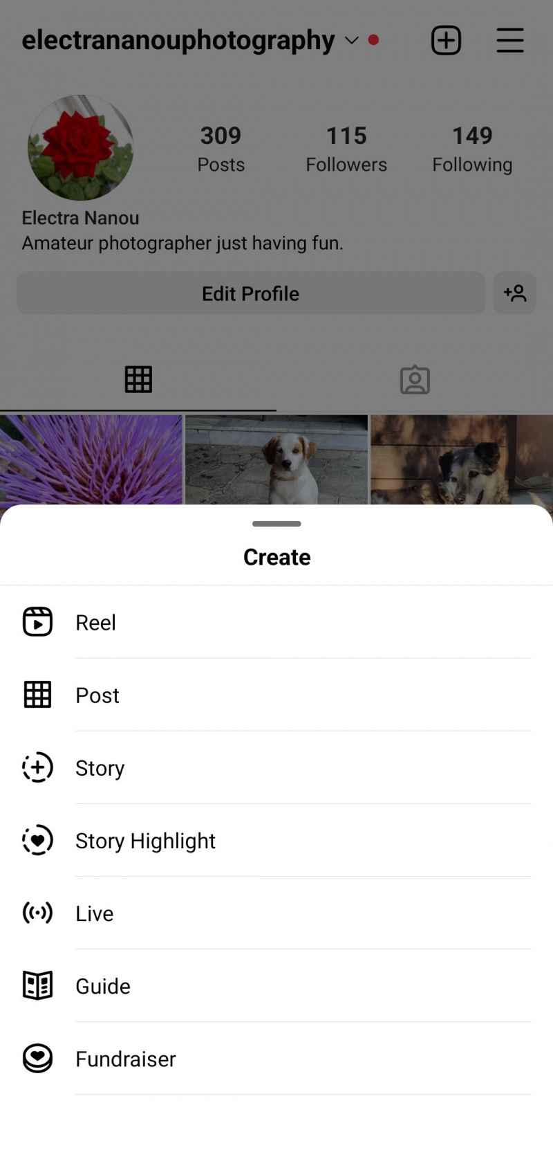   Izveidojiet opcijas Instagram profilā