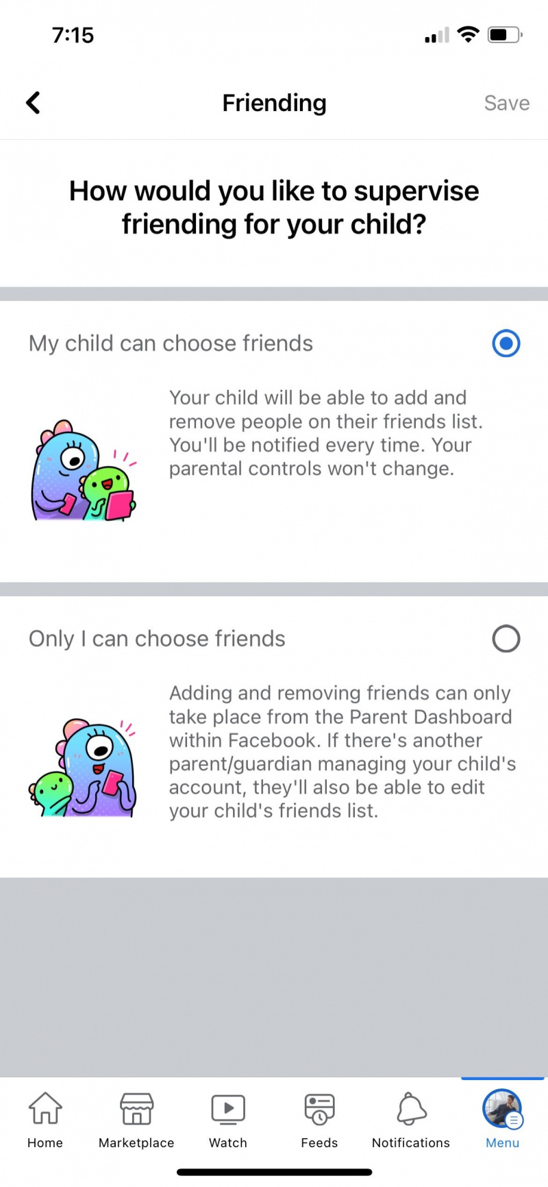   Övervakad vänskap på Messenger Kids