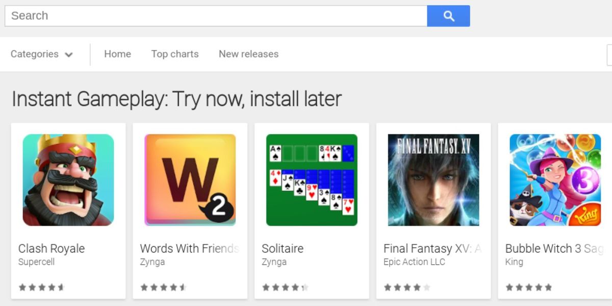 يتيح لك تطبيق Google Play الفوري تجربة الألعاب بدون تثبيت