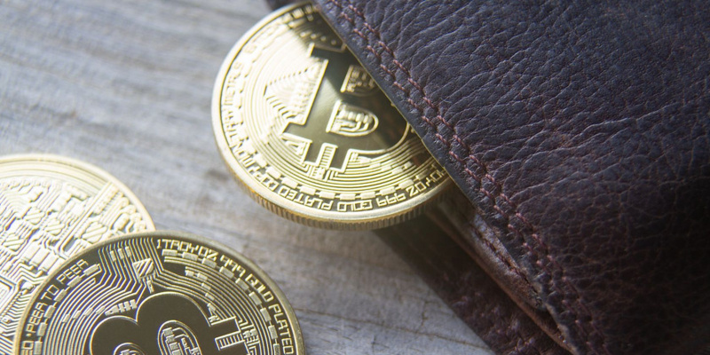   criptomoneda bitcoin lângă portofel