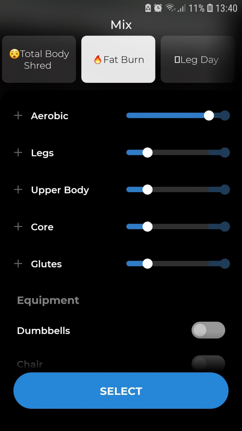   Мобильное фитнес-приложение Down Dog HIIT Fat Burn mix