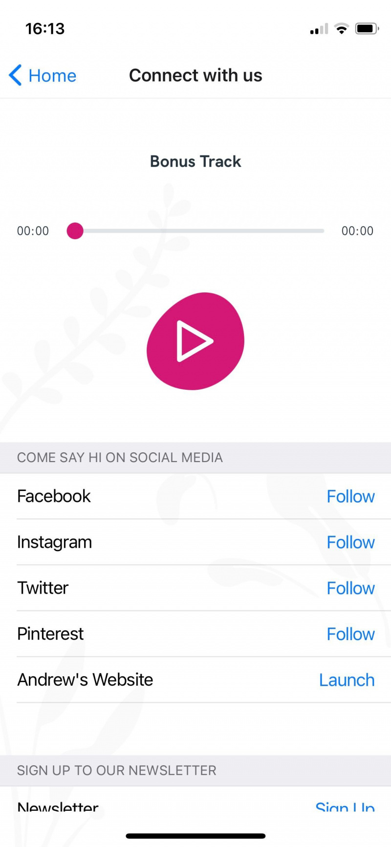   Captura de tela do aplicativo Gravidez Positiva mostrando faixa bônus