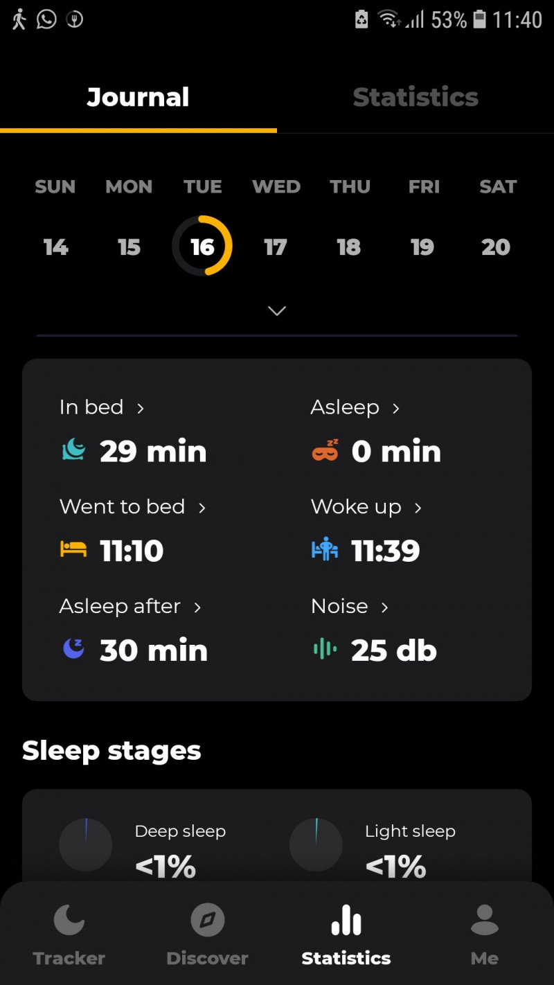   Diário de sono do aplicativo móvel Leap Fitness Sleep Tracker