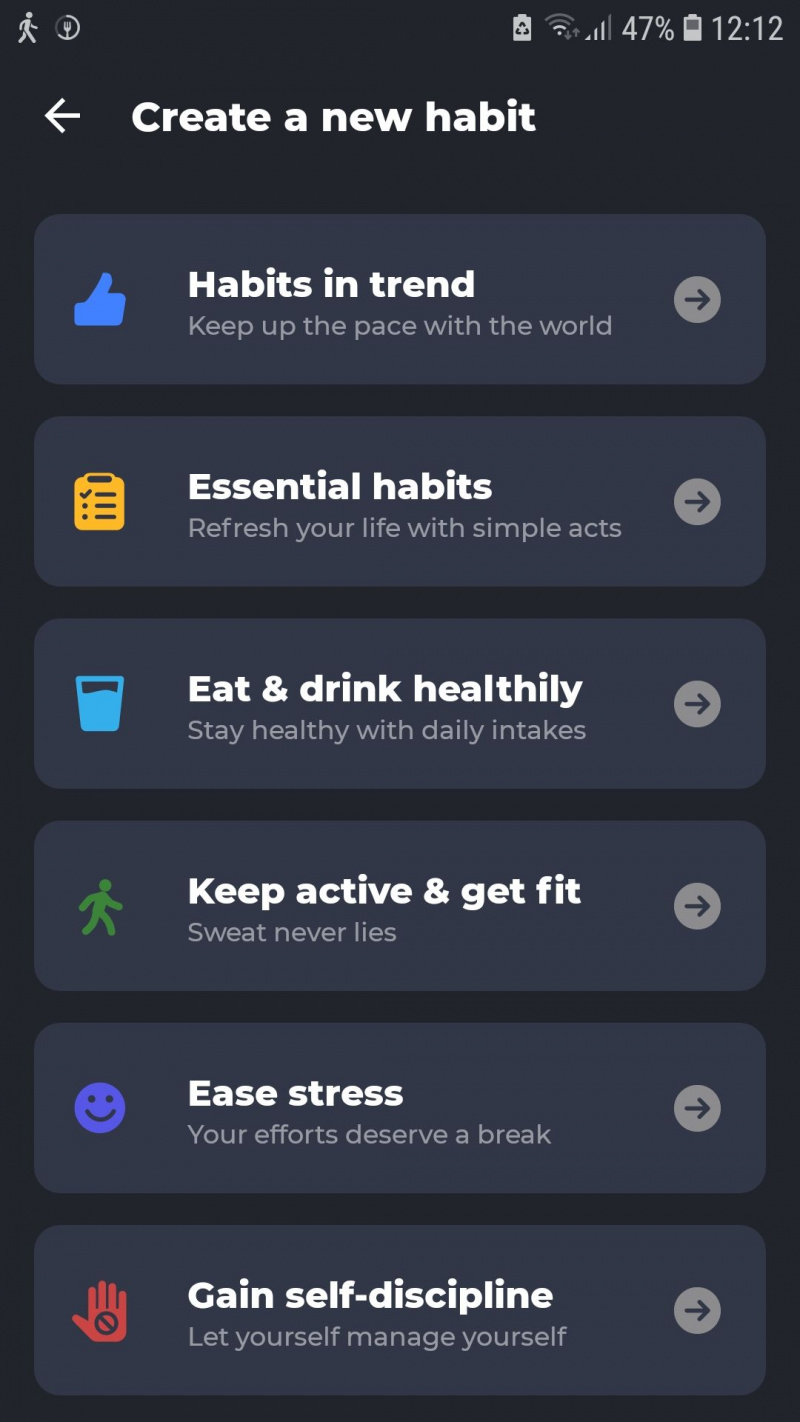   Novo hábito do aplicativo móvel Leap Fitness Habit Tracker