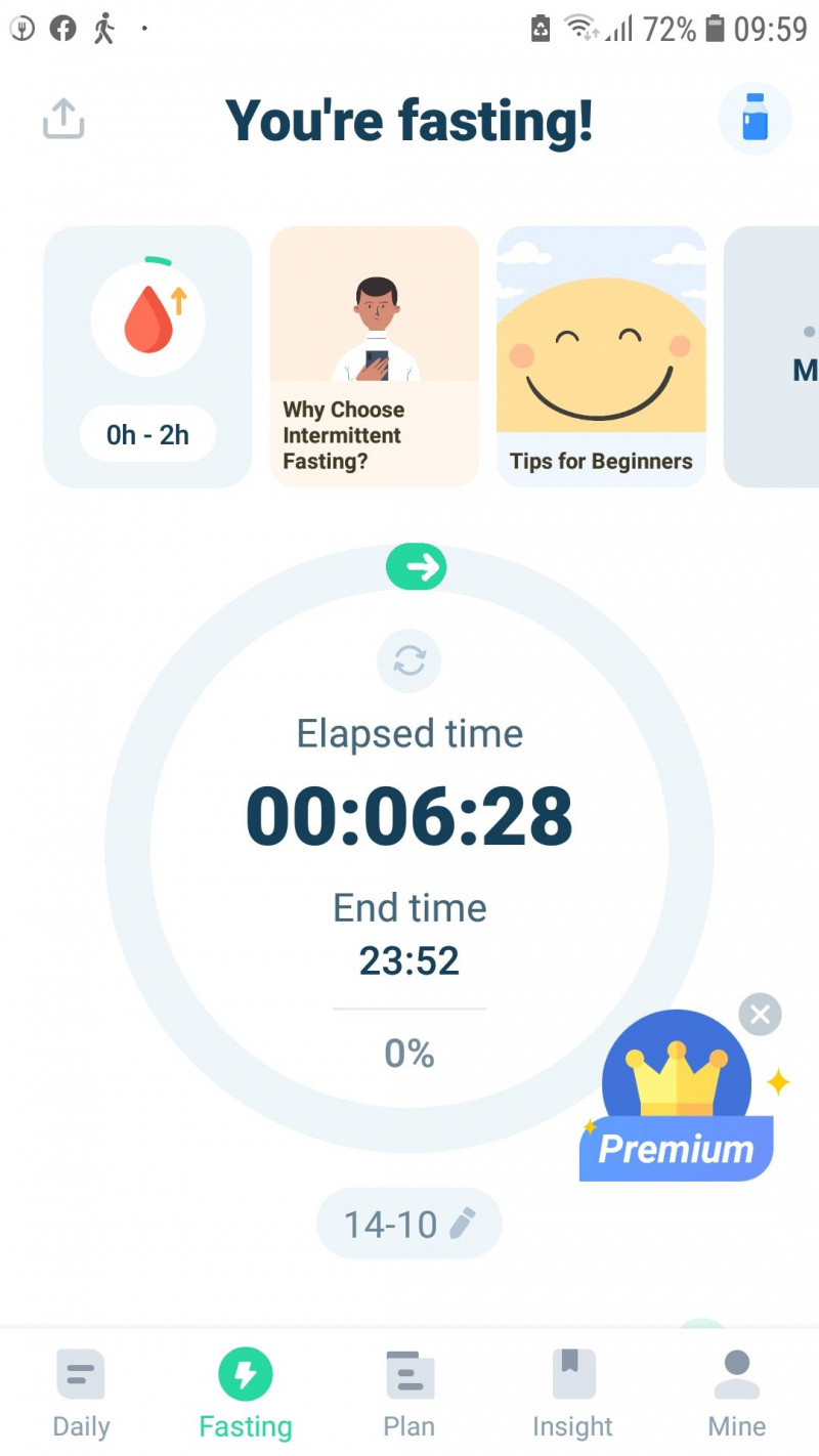   Aplicación móvil Leap Fitness Fasting Tracker