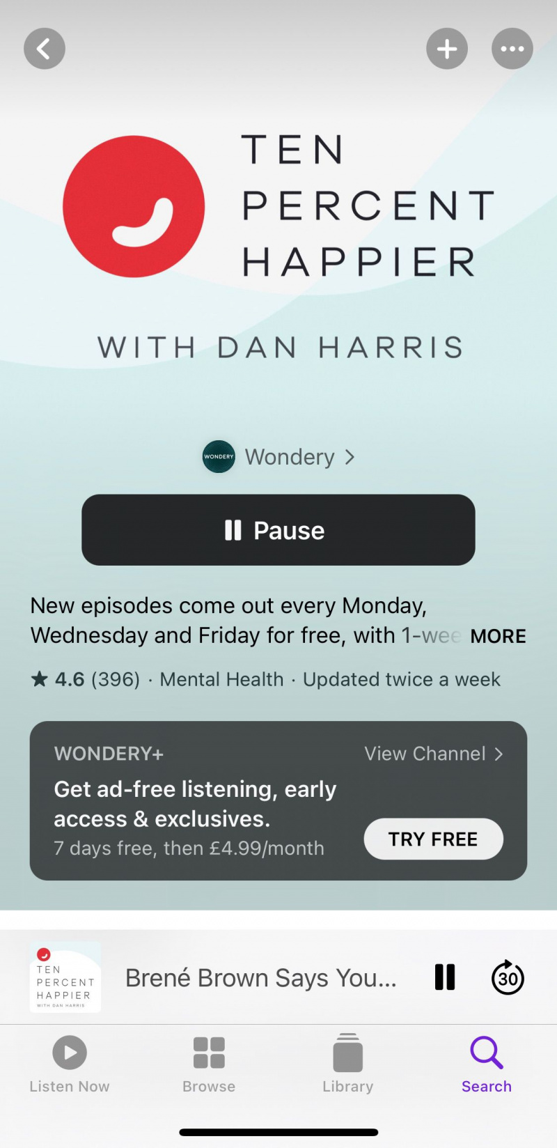   Captura de tela mostrando a tela de título do podcast The Mindset Mentor