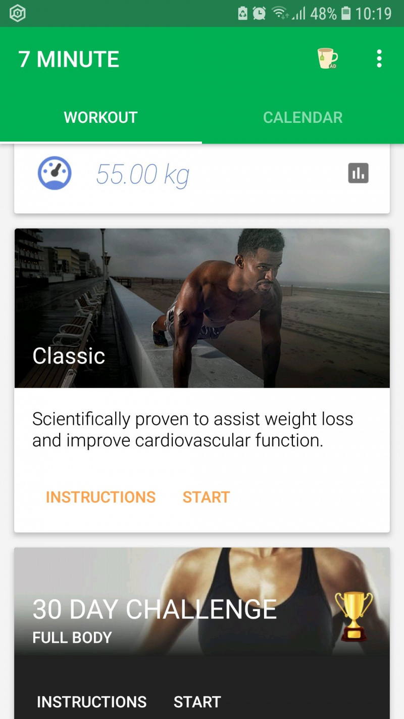   Klasyczna mobilna aplikacja fitness 7 MINUTE WORKOUT