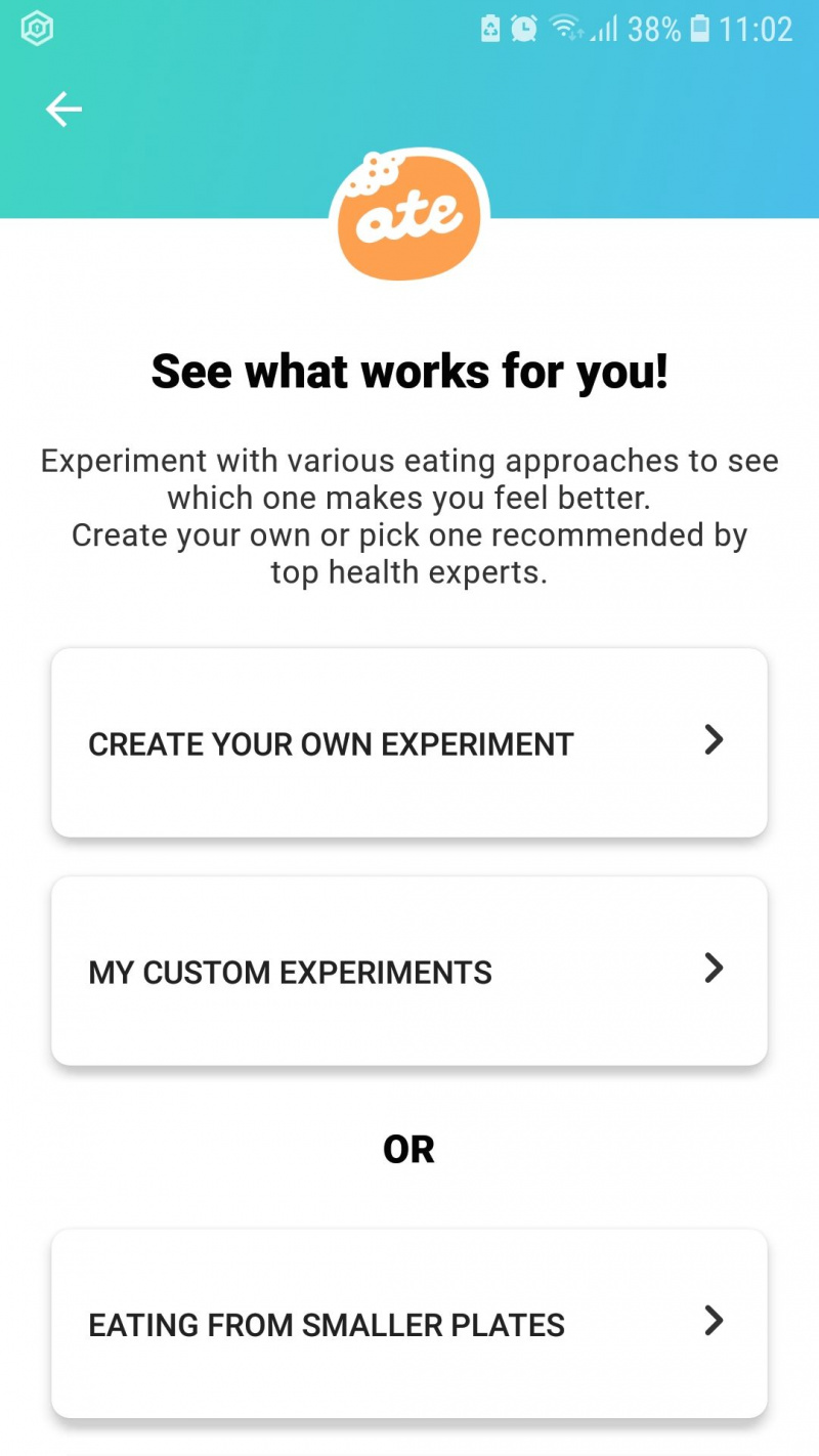   Enfocaments de menjar de l'aplicació de diari de menjar Ate