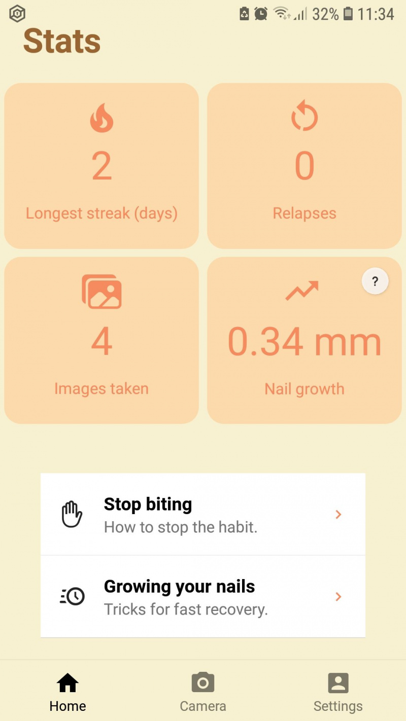   NailKeeper a renunțat să-și muște unghiile statisticile aplicației mobile