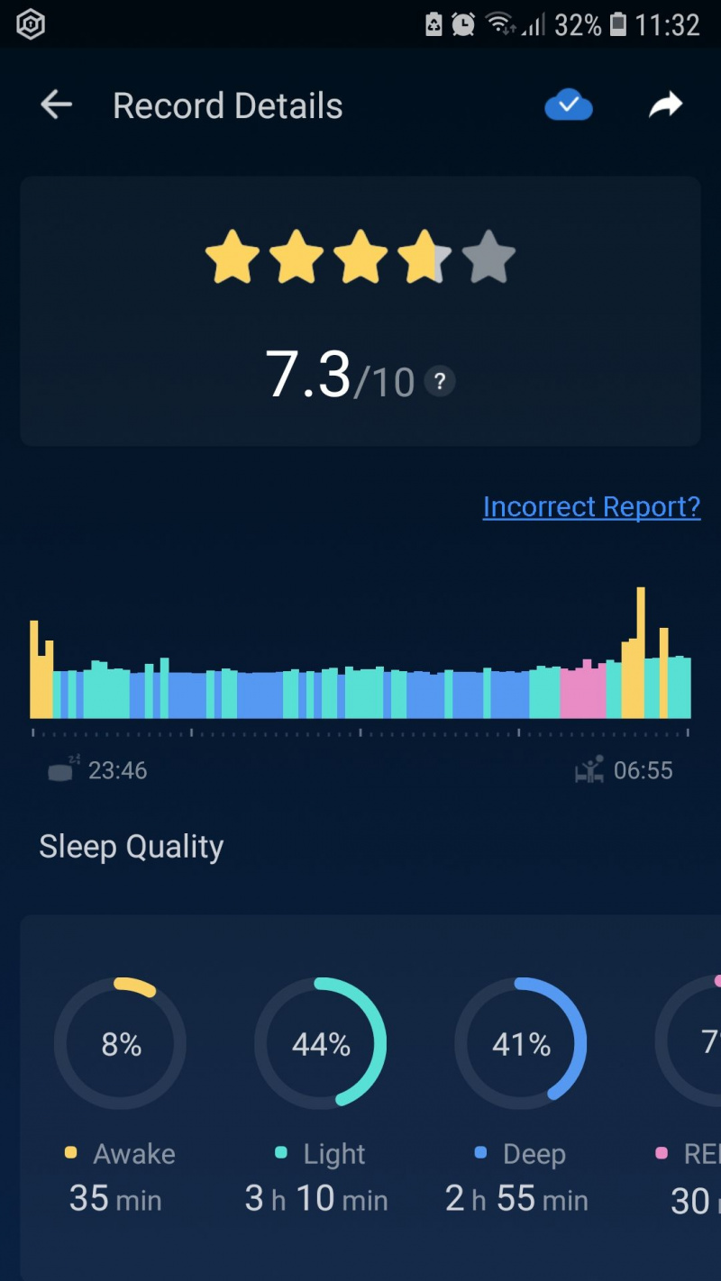   Záznamy mobilnej aplikácie na sledovanie spánku Sleep Monitor