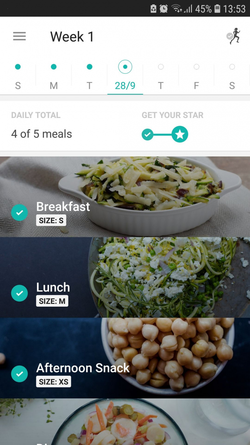   ארוחות באפליקציית בריאות סלולרית של Freeletics Nutrition